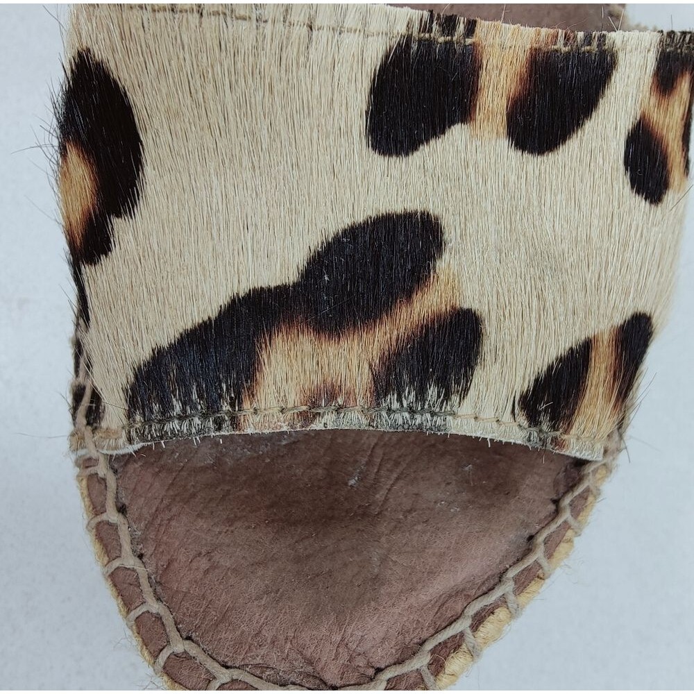 Foxter Spain Cow Hair Leopard Espadrille Platform Wedge Slingback Sandals, 7.5 - Picture 13 of 16